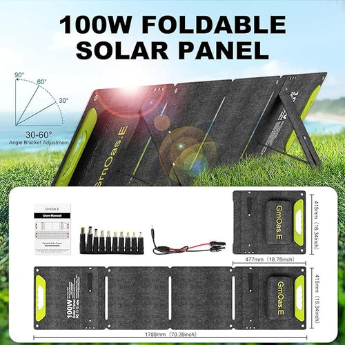 100W Foldable Solar Panel kit with ControllerPortable Solar Charger for Portable Power StationPhoneLaptopwith M-C4 to DC5525 OutputUSB-CUSB-A Port When Camping Fishing Van RV Road Trip