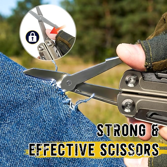 BIBURY 24-in-1 Titanium Multitool Pliers 8.7oz Ultra-Light EDC Pocket Tool with Sheath &amp Belt Clip Aerospace-Grade Titanium Handle for Camping Hiking DIY Gift for Men - 2048DT