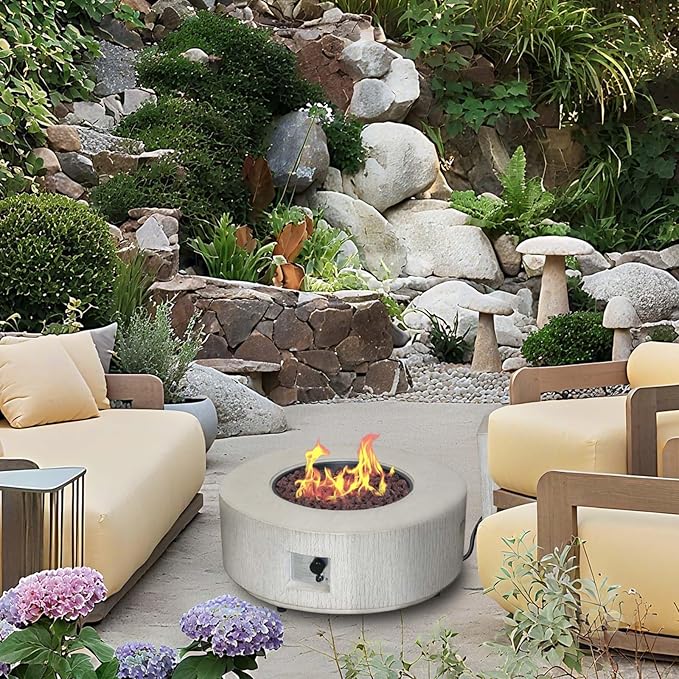 Afterglow Firepits All Terrafab External Gas Tank for Outdoor Use Round 50000Btu Gray