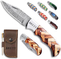 Custom Pocket Knife gifts for Men Personalized Damascus Folding Knife Engraved Gifts for Him Dad Boyfriend Husband Anniversary Groomsmen Gifts. Custom Knife for Camping Hunting Everyday Carry (