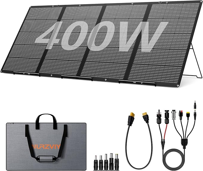 400W Portable Solar Panel for Power Station 400 Watt 36V ETFE Foldable Solar Panel Charger IP67 Waterproof Enhanced Kickstands for Off-Gird Outdoor Camping RV SUV Emergency Power Supply