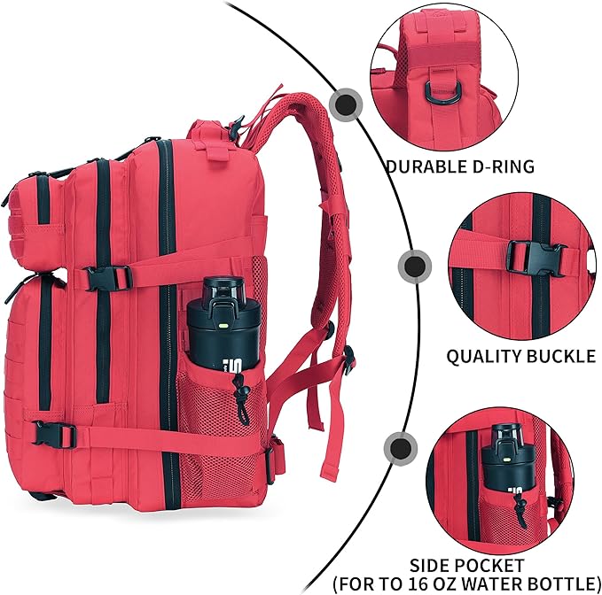Lovelinks21 25L Military Tactical Backpack Small Assault Pack Molle Daypack for Men and Women for Work Travel Gym Outdoor Hiking Camping (Red)