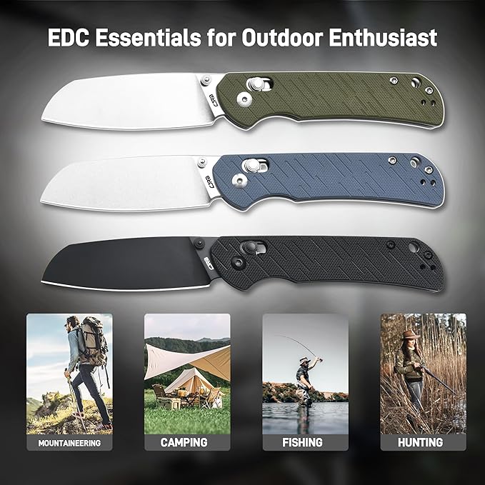 CJRB Lyrid Folding Knife 3.15'' AR-RPM9 Steel Blade with G10 Handle Crossbar Lock Sharp EDC Knife for Men Women Camping Survival Hiking(J1953 Green)
