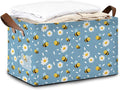 32L Large Storage Bins with Handles Basket Organizer for Shelves Closet Books Laundry &amp Home Decor (Bee Daisy)