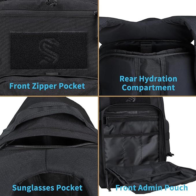 MGFLASHFORCE Molle Military Tactical Backpack for Men 30L Daypack Army Rucksack Pack Bug Out Bag 15.6 Laptop Compartment (Black)