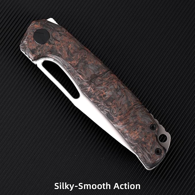 Pocket Knife 3.5 M390 Blade Folding Knife Hunting Knife Survival Knife with Pocket Clip EDC Knives for Hunting Camping Survival Outdoor Fishing Hiking (Copper&ampGrey)
