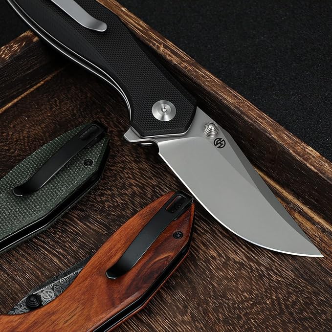 CIVIVI ODD 22 Pocket Knife for EDC Tuffknives 2.97 inch 14C28N Blade G10 Handle with Thumb Stud and Reversible Pocket Clip Folding Knife for Utility Hiking Camping Fishing Work Outdoor C21032-1