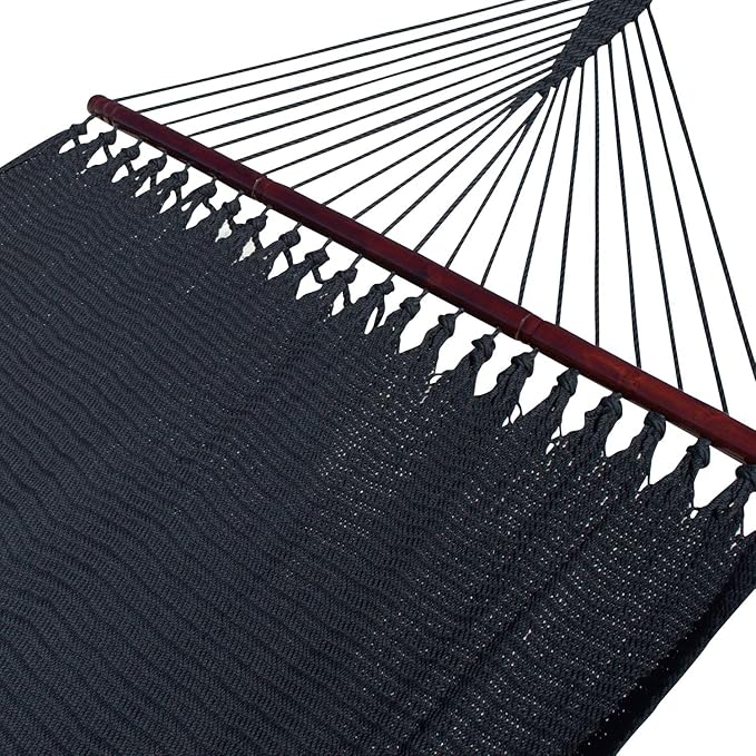Double Caribbean Hammock - Soft-Spun Polyester - 48 inch (Black)