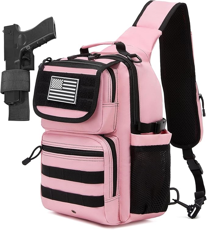 ATBP Tactical Crossbody Bag Holster Shoulder Backpack 6 Elastic Slots Water Bottle Holder Carrier Accessories Pouch 15L