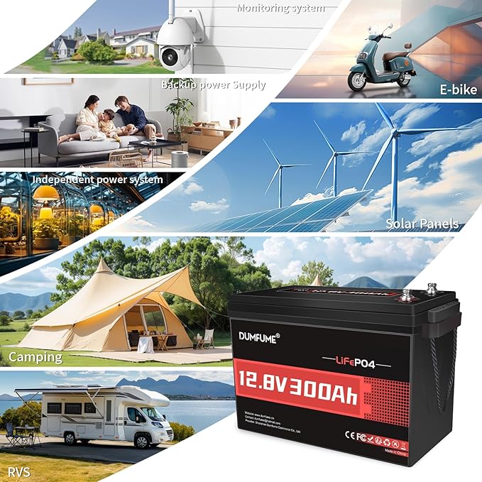 12V 300Ah 2 Packs Lithium LiFePO4 Battery 200A BMS 3840W Rechargeable Lithium Iron Phosphate Battery 15000+ Deep Cycles for Solar SystemBackup PowerRVCampingMarineOff-Grid