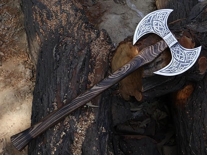 24” Viking Double Handed Axe Large Norse Axe Scandinavian Style Hatchet Double Headed ax Viking ax History of Norse Mythology self Defense Prop Tools