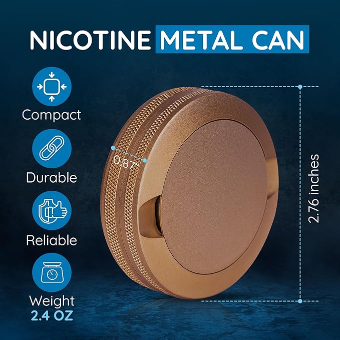 Premium Nicotine Pouch Container | Zyn Metal Can | Moisture &amp Odor Proof Snus Can | Zyn Accessories | Pouch Accessories (Copper)
