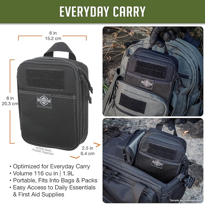 MAXPEDITION Beefy Pocket Organizer Compact MOLLE-Compatible 1000D Nylon Tactical Pouch Everyday Carry Tool and Gear Storage for Outdoor Tactical Survival 0266