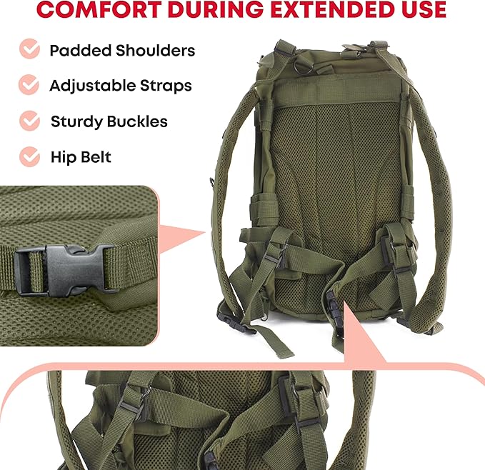 Ever Ready First Aid Tactical Assault Pack - First Aid Rucksack - 18 Military MOLLE Backpack