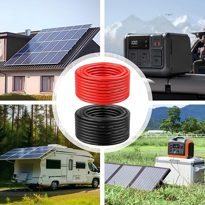 8 AWG Solar Cable 200FT Red + 200FT Black Tinned Copper Wire 8 Gauge Solar Panel Wire for RV Automotive Trailer Marine Outdoors