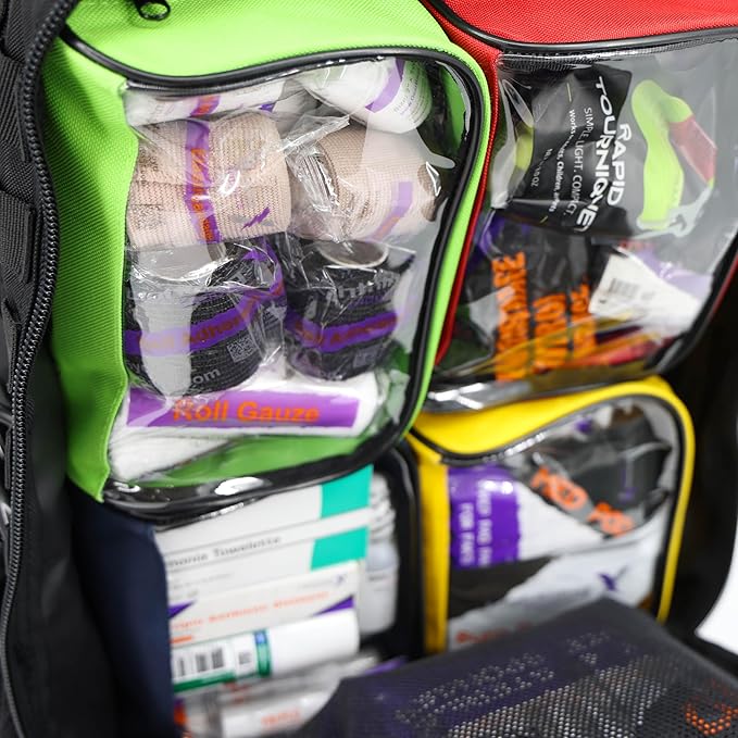 Lightning X Fully Stocked TacMed First Responder Trauma Medical Backpack EMT Kit | MB45-SKF | w/Professional First Aid Emergency Supplies (Black)