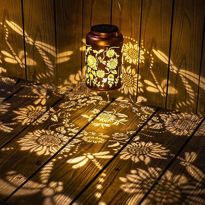 2pack Solar Lanterns Lights Outdoor Hanging Lantern Waterproof Metal LED Dragonfly Spring Decor Mothers Day Gifts for Women Men Mom Grandma Solar Light for GardenYardPatio LawnPathwayLandscape