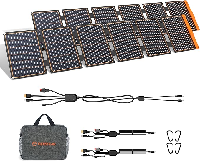 FlexSolar 2PCS 60W Portable Solar Panels Chargers with PD3.0 USB-CQC3.0 USB-A and DC Outputs Foldable IP67 Waterproof Power Emergency Camping for Small Power Station GeneratorPhones Power Banks