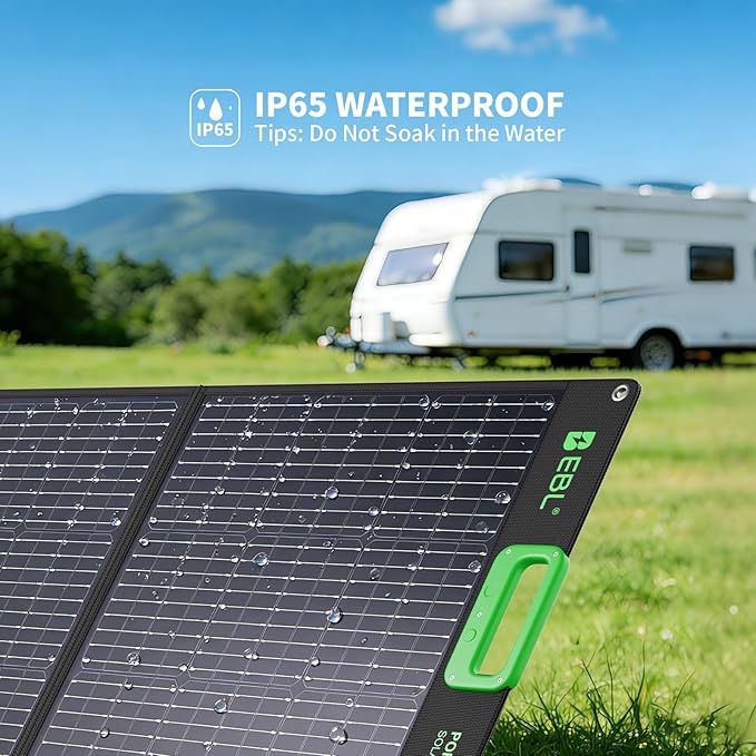 EBL 100W Portable Solar Panel 18V Foldable Solar Charger for Power Station Waterproof IP65 High-Efficiency Battery Charger for Outdoor Camping RV Trip Offgrid Living