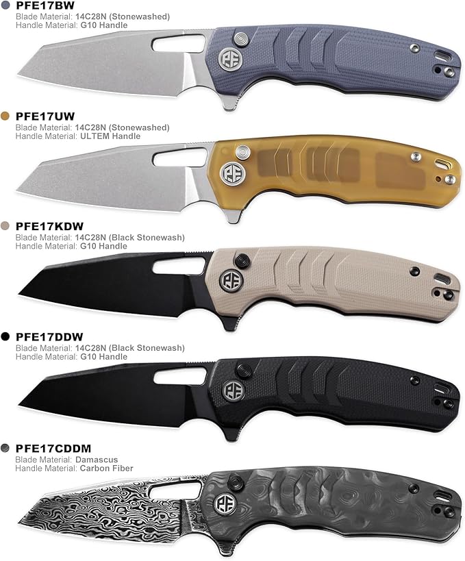 Petrified fish PFE17 Trilobite Folding Knife3.03 14C28N Steel Stonewashed Blade ULTEM Handle Camping Folding knife for EDC Outdoor (Acrylic Stonewashed)