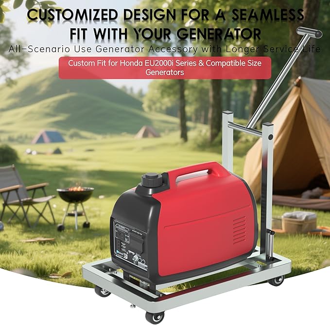 Generator Wheel KitGeneratorCart500LB Heavy-Duty GeneratorCart with Wheels Made of 100% Sstainless Steel(19.6X13.7inches) (Stainless Steel Iron Color)