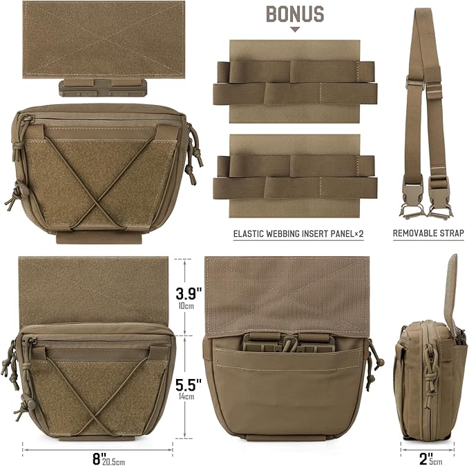 WYNEX Tactical Plate Carrier Drop Dangler Pouch for Molle Carrier Vest Chest Rig Accessories with Hook Loop Panel