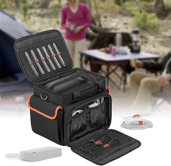Trunab Carrying Case Compatible with Jackery Portable Power Station Explorer 1000 Storage Bag with Water-Resistant Bottom and Front Pockets for Charging Cable and Accessories