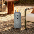 1 lb Column Propane Fire Pit 10000 BTU Gas Fire Pit Outdoor Firepit for Patio w/Wind Glass Shield Glass Rocks