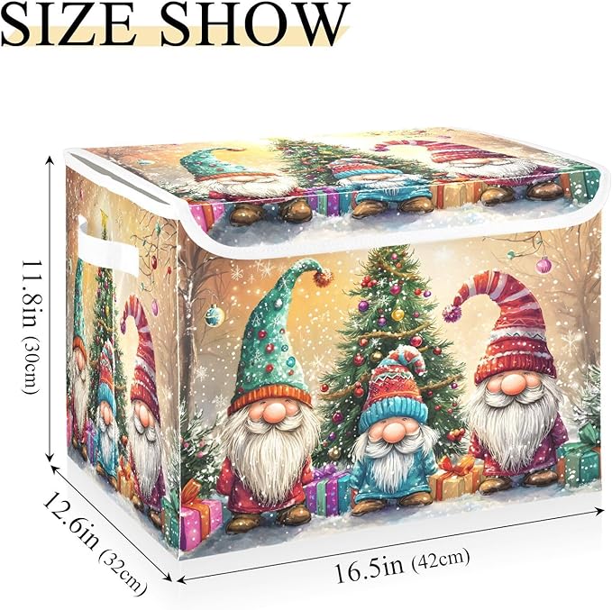senya Christmas Baskets Collapsible Storage Bins with Lids Christmas Balls Tree Gnomes Storage Boxes Clothes Baskets for Organizing
