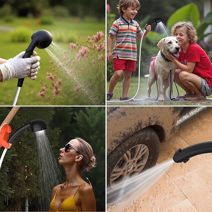 Portable Shower For CampingUpgraded 8000mah Rechargeable Camping Shower With Lighting IPX7 Waterproof Camp Shower For Outdoor Lighting Car Washing Flower Watering Pet Cleaning