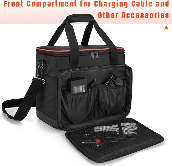 Trunab Travel Carrying Case Compatible with Jackery Explorer 1000/1000 v2 Portable Power Station Storage Bag with Waterproof Bottom and Front Pockets for Charging Cable and Accessories