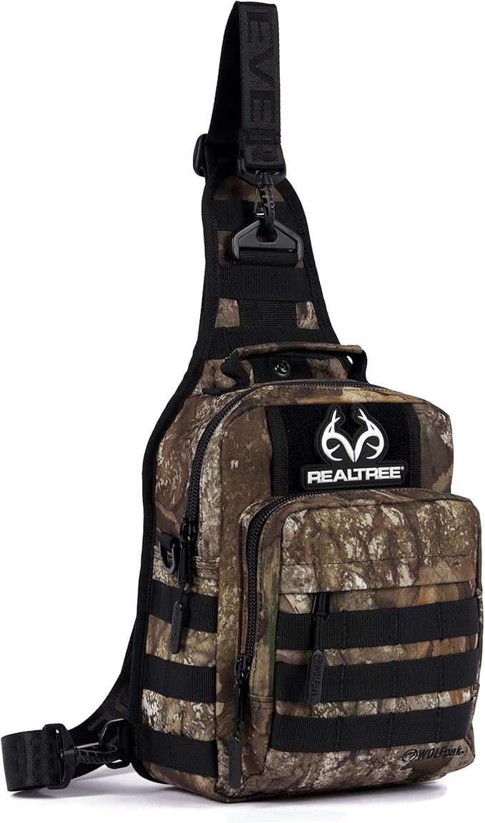 WOLFpak 9L Tactical Sling Bag |Concealed Carry CCW Backpack |Military Crossbody EDC Daypack Molle Chest Shoulder Pack for Hiking Travel Work | (Realtree APX)