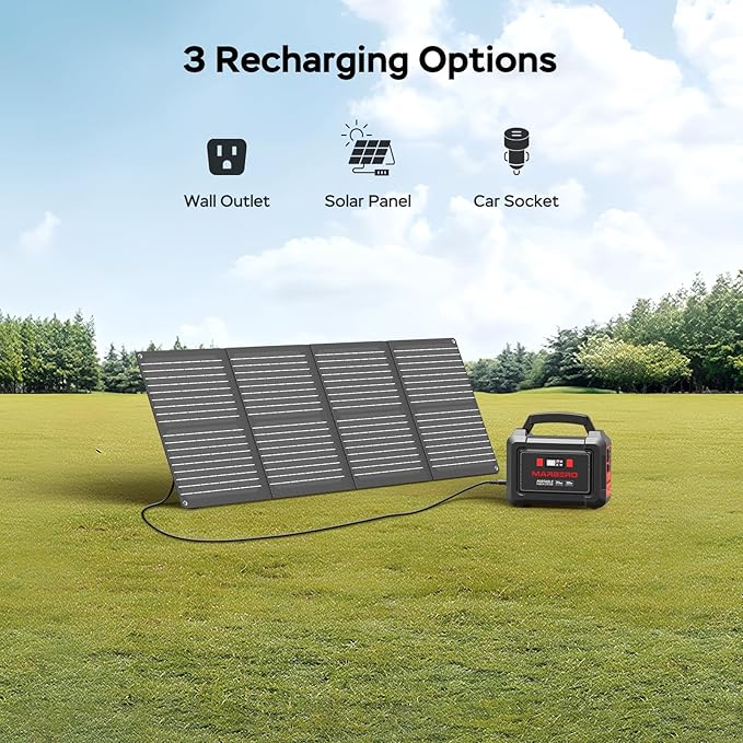 MARBERO Solar Generator 296Wh with Solar Panels 60W Portable Power Station with 300W Pure Sine Wave Solar Generator with Panels Included USB DC AC Outlet for Camping RV Van Outdoor Emergency Home