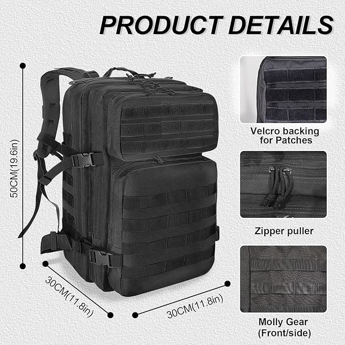HEMSO Military Tactical Backpack 45L Outdoor Assault Survival Travel Backpack Waterproof Suitable for Hunting Hiking &amp Camping and Other Outdoor Activities