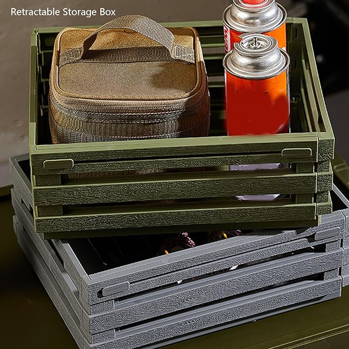 Retractable Storage Box PP Stackable Sundries Storage Bin Expandable Bin Pantry Organizer Container Box for Outdoor Camping Plant Snack Beverage Underwear Sock