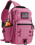Rover Sling Pack Tactical Shoulder Sling Bag Backpack with Bottle Holder Crossbody Chest Bag Pink