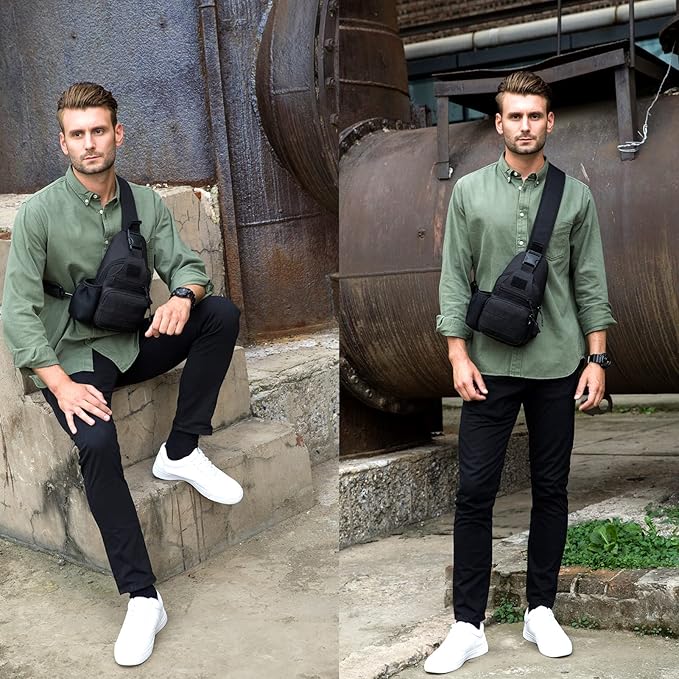 ZHIERNA Tactical Sling Crossbody Backpack + Tactical Briefcase Messenger Bag