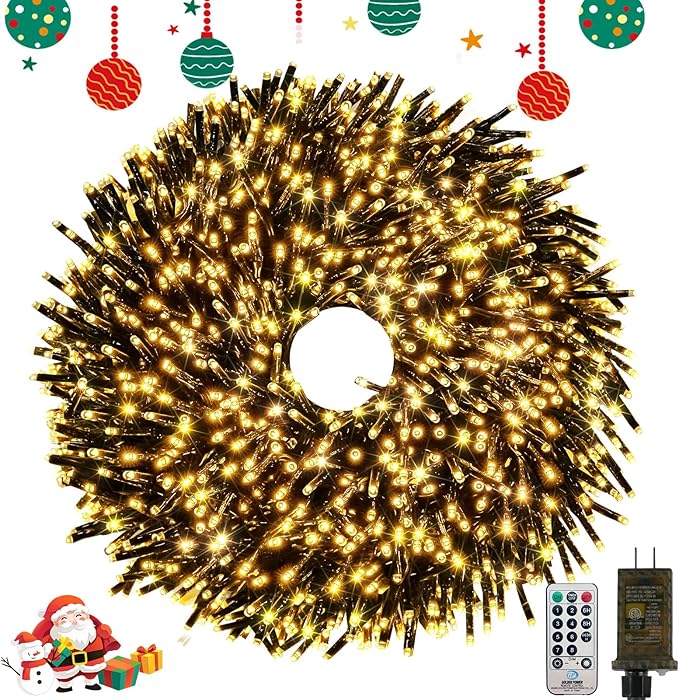 100FT 2000 LED Christmas Cluster Lights Firecracker String Lights with Remote &amp 8 Modes &amp Timer Waterproof Fairy Twinkle Light Plug in for Indoor Outdoor Party Yard Xmas Tree Decoration War