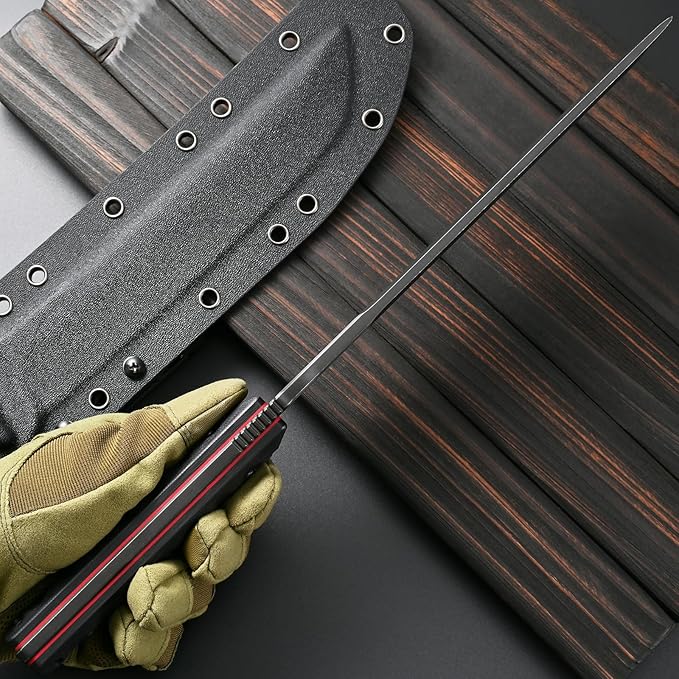 Sitivien ST25 Fixed Blade Knife AUS-10 Black Stonewashed Steel Blade G10 Handle Full Tang EDC Tool Straight Knife for Working Camping Hunting(Black)