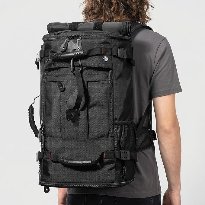 YOUMIAN Large Capacity For Travel Hiking Sports Carry On Backpack Durable Convertible Duffle Bag Laptop airplane (Black 60L-Large DualMainOpening)