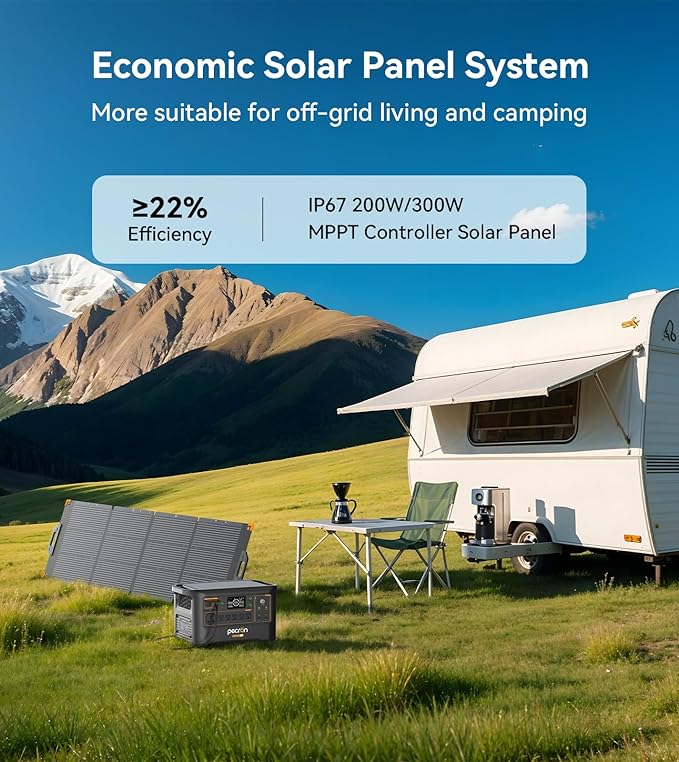 Pecron Portable Power Station F3000LFP with 200W Solar Panel*1 3072Wh Solar Camping Generator can expand to 9216Wh 3600W Solar Generator for RV Home Use CPAP