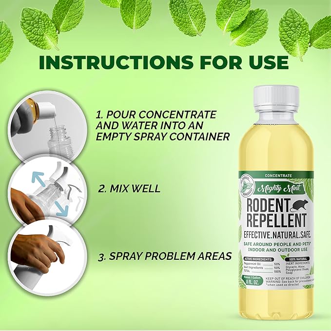 Peppermint Oil Rodent Repellent Spray and Concentrate - Makes 1 Gallon