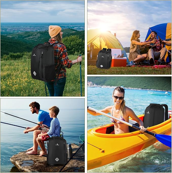 Dry Bag Backpack 20L Dry Bag Waterproof with Waist Pouch and Phone CaseRoll top Dry bag for kayakingMarine dry bag for Kayaking Beach Rafting Boating Hiking Camping and Fishing