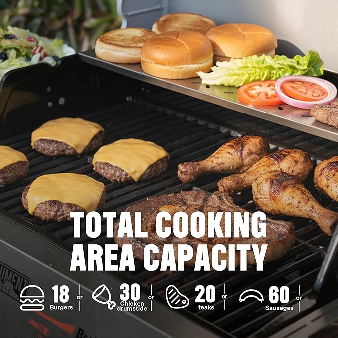 Monument Grills 4 Burner Stainless Steel Propane Gas Grill Mesa 2 500°F in 5 Mins 525 sq.in 37000 BTU Broil Zone Foldable Side Shelves Knob Control Built in Thermometer with Trash Can &amp R