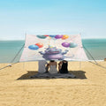 ALAZA Hippo and Balloons Beach Tent Sun Shelter UPF50+ Protection Beach Shade Canopy w/ 4 Sandbags for Outdoor Camping Fishing Backyard Fun Picnic 10x9 ft