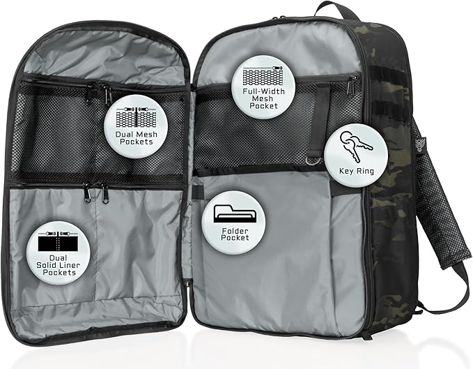 Xtreme Sight Line ~ Faraday Laptop Backpack Carry On ~ Signal Blocking Travel Backpack with RFID Protection Fits 16 Laptop with Removable Faraday Sleeve ~ 1000D Nylon/Spacer Mesh ~ Midnight MultiCam