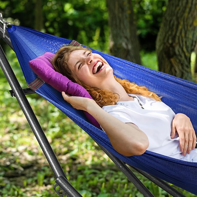 Tranquillo Universal Hammock 600 lbs Capacity Instant 20s Foldable Hammock Stand 3-Year Warranty Hammock with Stand 2 Person Camping Hammock Revolutionary Portable No Screws Premium Blue