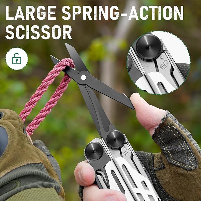 BIBURY Multitool Pliers Pro BI2045 Foldable Multitools with Replaceable Wire Cutters and Saw Stainless Steel Multi Tool w/Upgraded Scissors and Screwdriver Set Ideal for Camping Hiking Survival