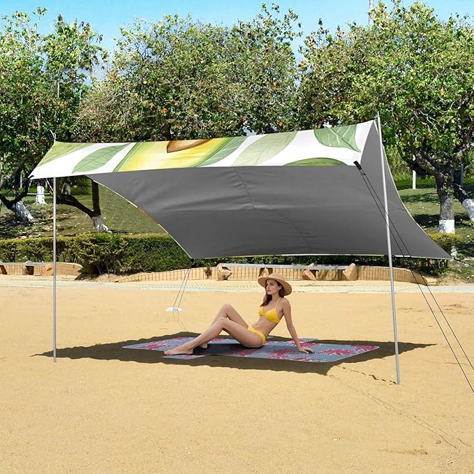 ALAZA Avocado Print Beach Tent Sun Shelter Portable Canopy Sunshade for Outdoor Camping Picnics Backyard Fun 10x9 ft