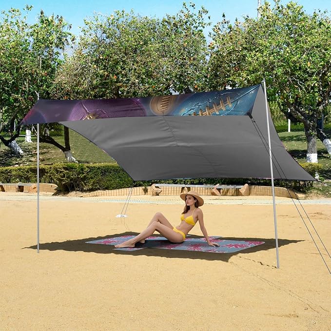 ALAZA Rugby Pattern Beach Tent Sun Shelter Portable Canopy Sunshade for Outdoor Camping Picnics Backyard Fun 10x9 ft